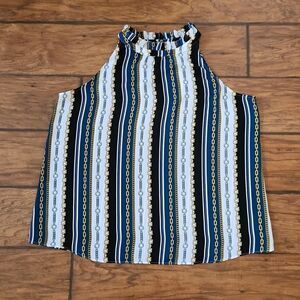 Apt 9 women's large lightweight sleeveless blouse white with chain patte…